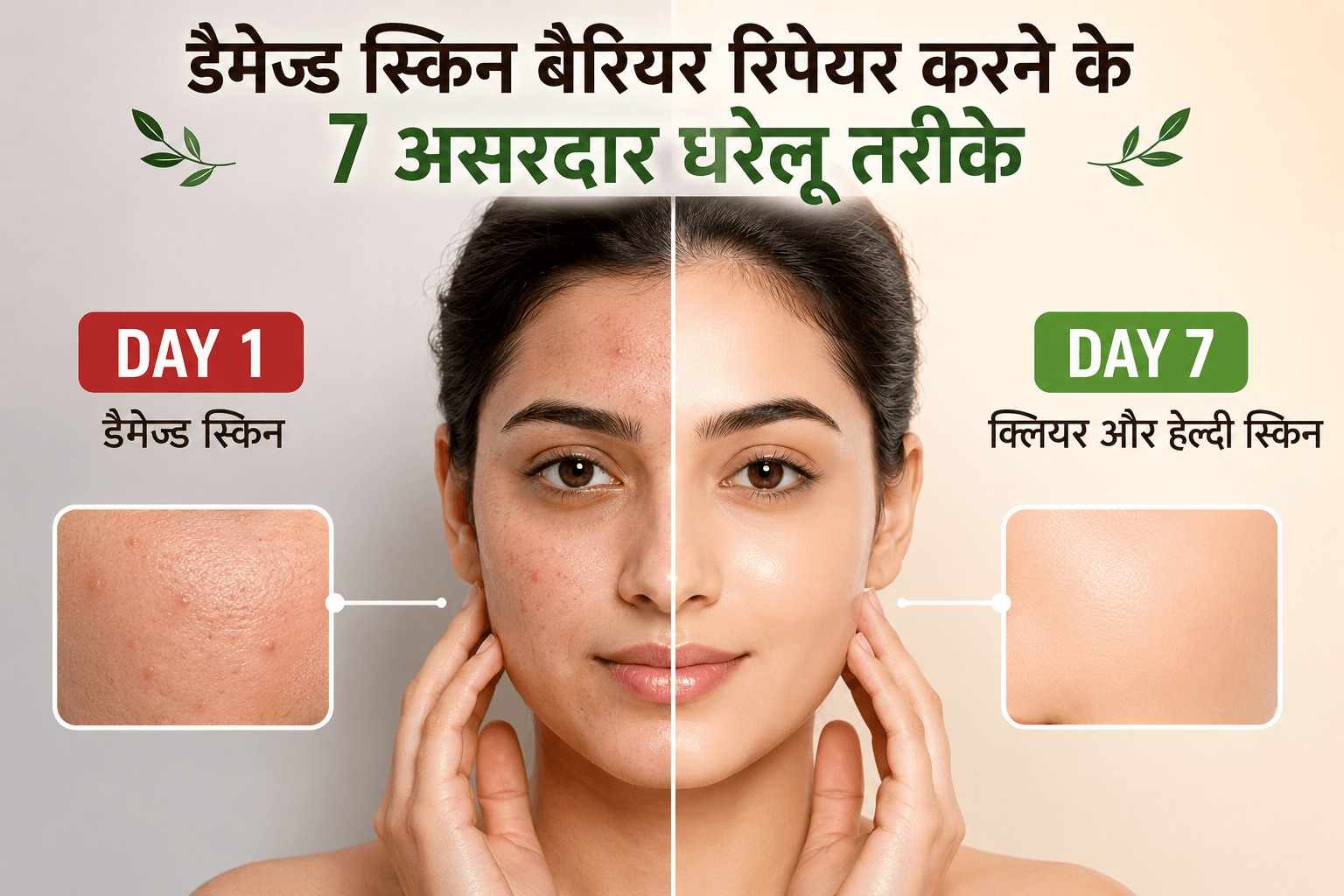 डैमेज्ड स्किन बैरियर रिपेयर करने के 7 असरदार घरेलू तरीके – डे 1 डैमेज स्किन से डे 7 क्लियर और हेल्दी स्किन ट्रांसफॉर्मेशन